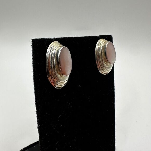 Mother of Pearl and Stamped Sterling silver post/ stud earrings! - Picture 10 of 15
